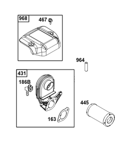 Air Cleaner Group Diagram and Parts List for 40N777-0004-B5 400000 - 699999 Briggs and Stratton Engine